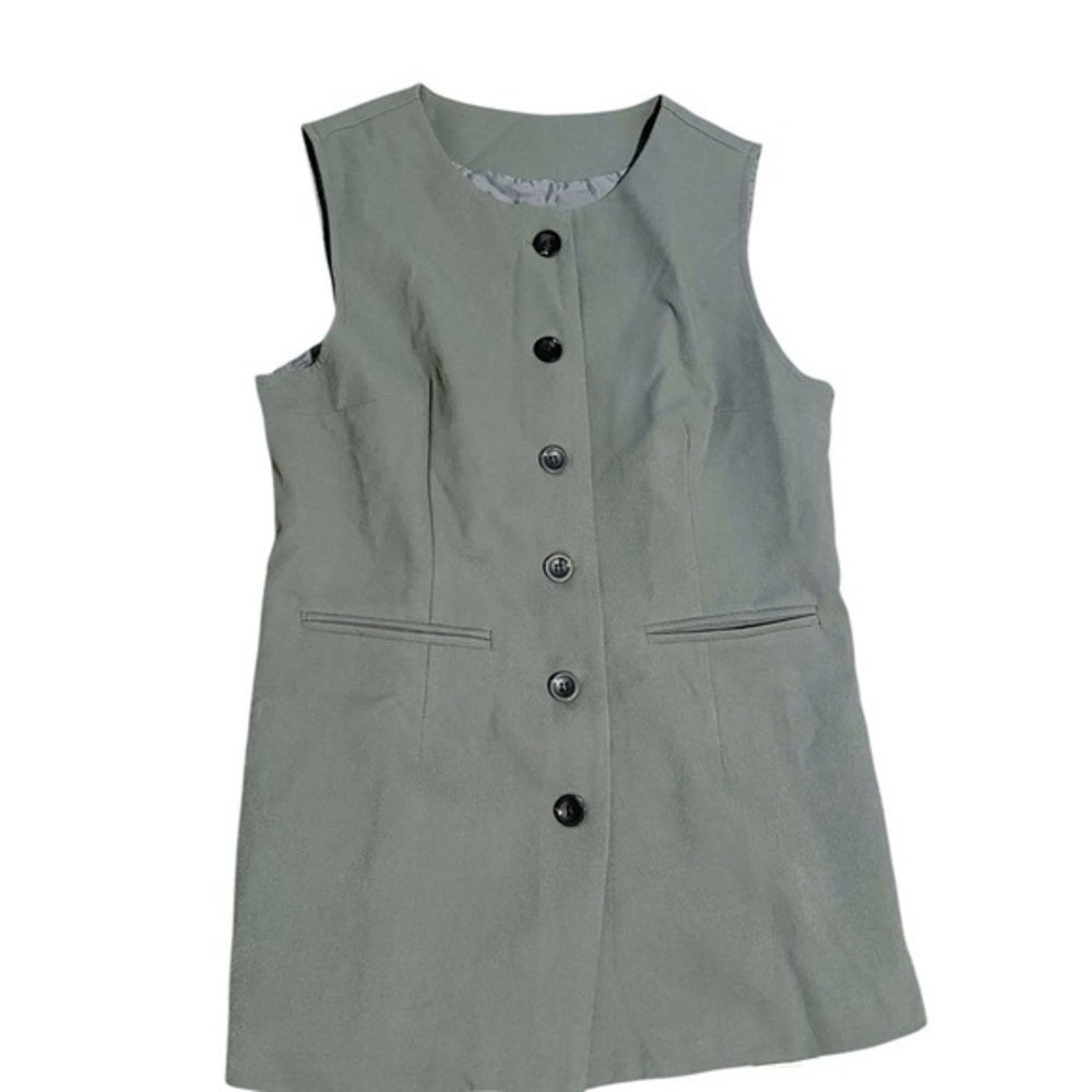 NWT Dazy Longline Gray Button Down Vest Size Large